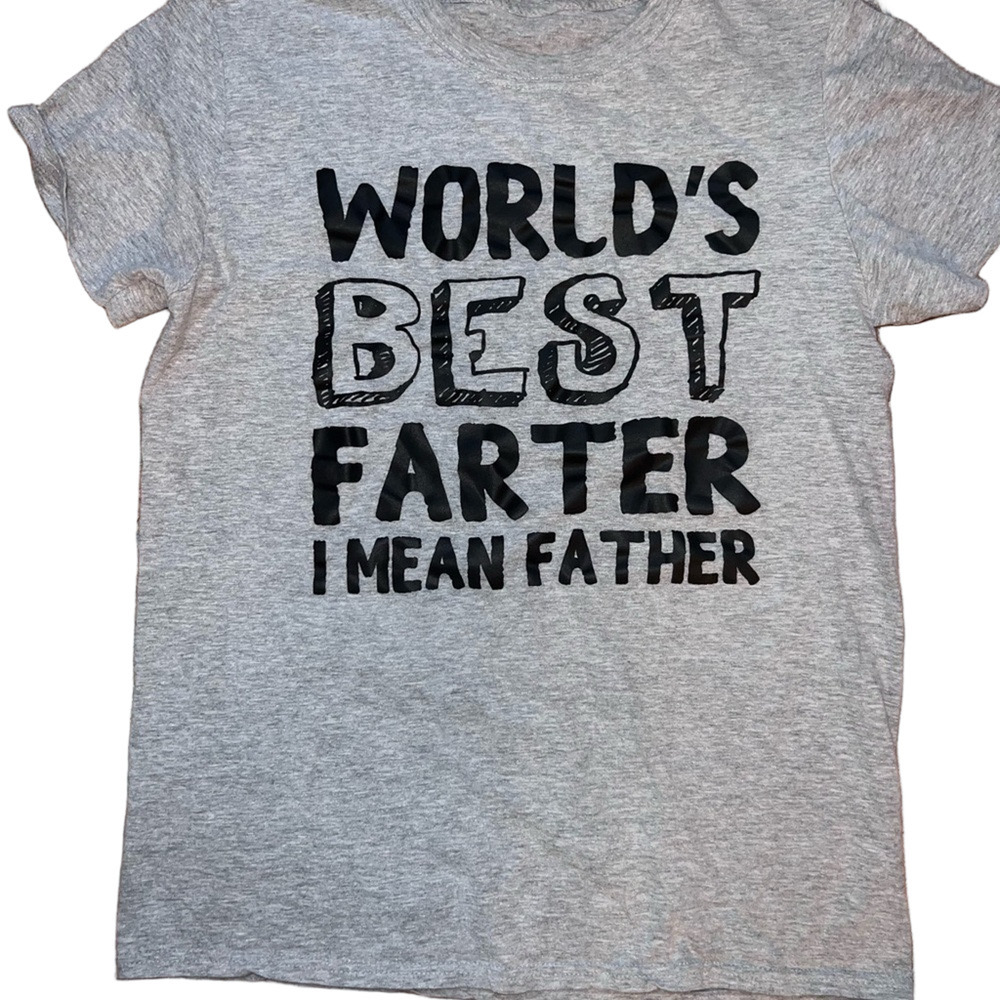 Worlds Best Farter I Mean Father Graphic TShirt Mens Size M Funny Dad Humor Tee